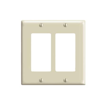 Leviton Decora Faceplate Unloaded, Dbl Gang Nylon, Ivory 80409-NI